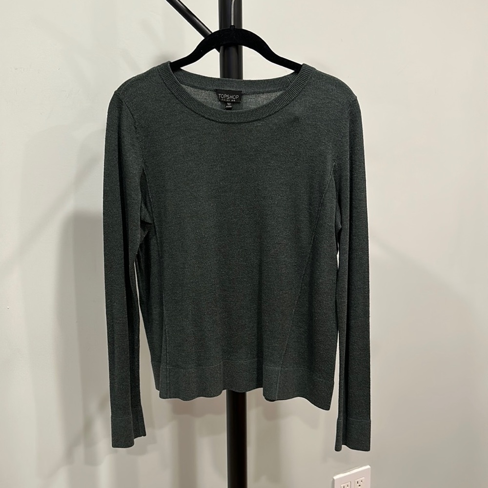 Topshop alligator green crew neck sweater (4)